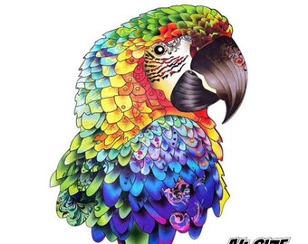 Wild Bird Parrot Ara Wooden Jigsaw Puzzle - Puzzles 3D en bois occupés pour enfants et adultes - Idées de cadeaux de Noël personnalisées