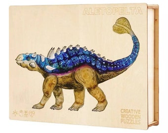 Dinosaur Wooden Jigsaw Puzzle - 3D Wooden Busy Puzzles for Kids and Adults - Custom Christmas Gift Ideas