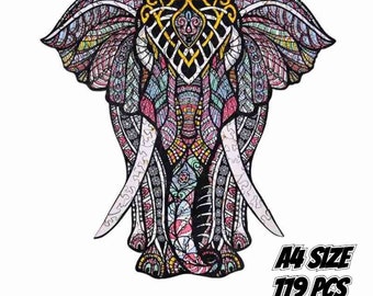 Africa Safari Wild Animals Elephant Wooden Jigsaw Puzzle - 3D Wooden Busy Puzzles for Kids and Adults - Custom Christmas Gift Ideas