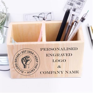 Natural Wooden Pen Pencil Holder Multiple-use Desk Organiser Storage Box Desktop