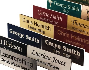 Personalised Engraved Premium Name Badges With Various Shape and Colours with Plastic Pin