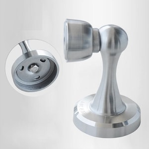 Butoir de porte magnétique en acier inoxydable satiné avec fixations