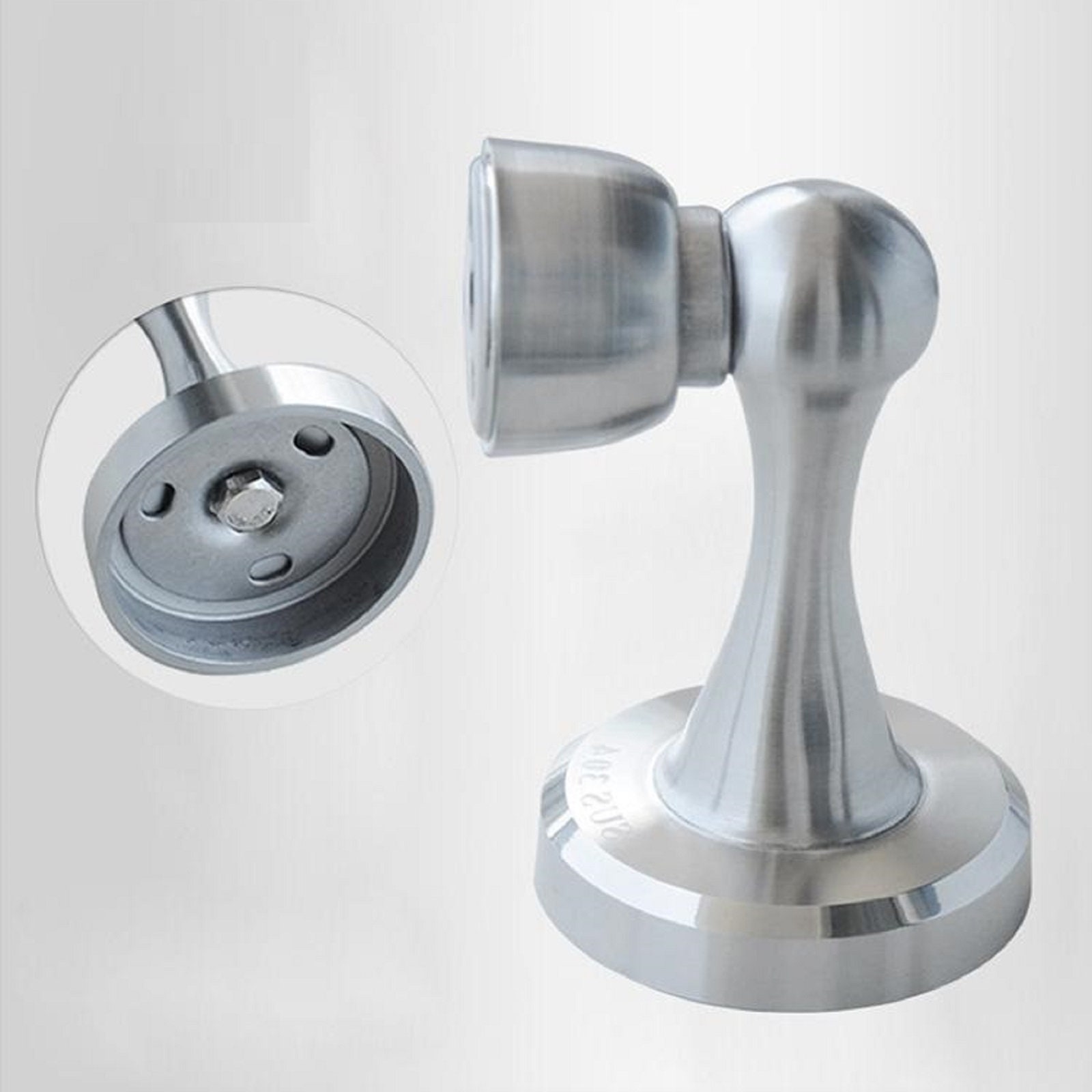 Magnetic Door Stop Stopper Holder Satin Finish Stainless Steel with Fixings