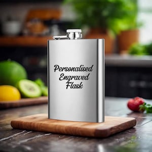 Personalised Engraved Flask – Custom Gift for Men & Women – Unique Engraved Drink-ware – Perfect for Birthdays,Weddings or Special Occasions
