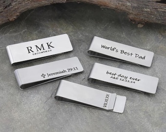 Personalised Engraved Money Clip With Custom Message / Stainless Steel / Cash Note Holder / Valentines Gift / Groomsmen Gift / Father's Day