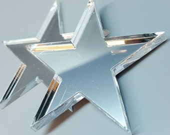 Shatterproof Acrylic Perspex Star Shape Mirror Sizes 1.5 cm to 30 cm, 3 mm Thick