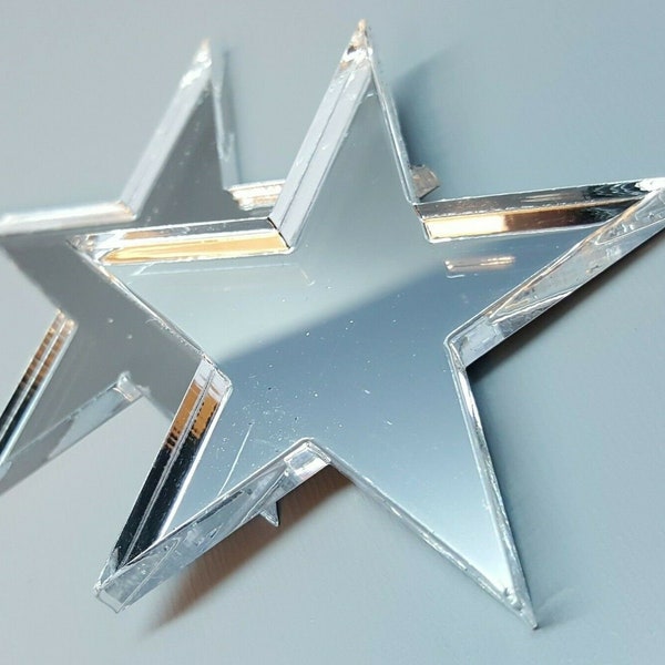 Shatterproof Acrylic Perspex Star Shape Mirror Sizes 1.5 cm to 30 cm, 3 mm Thick