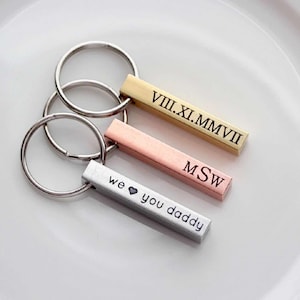 Personalised Engraved Metal Keyring Fob Text Engraving 3 Colours Solid Material