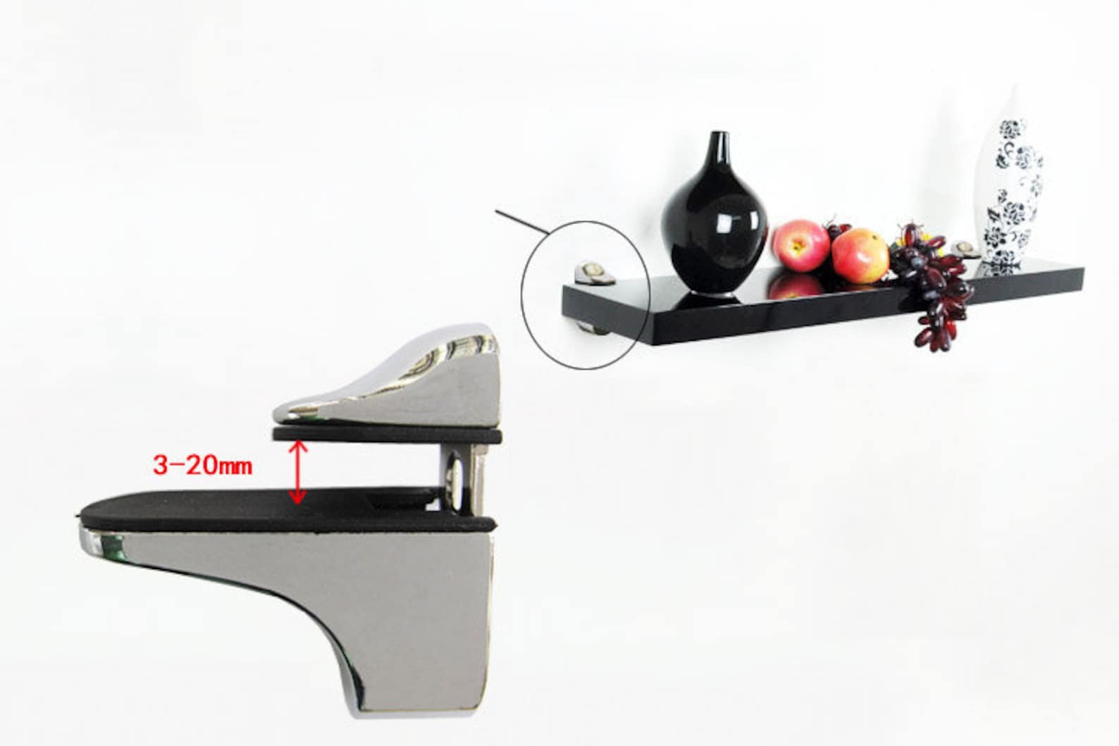 Shelf Clamp Support Bracket Polished Chrome & Satin For Wood Etsy