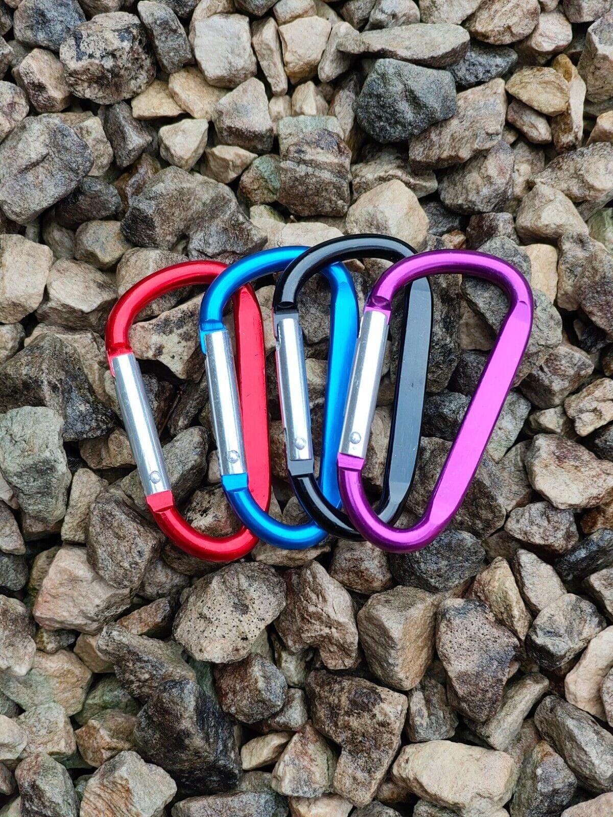 4 Moschettoni Grandi Da 8 Cm - Lega Alluminio, Neri, Per Zaini, Campeggio, Guinzagli - Foto 3