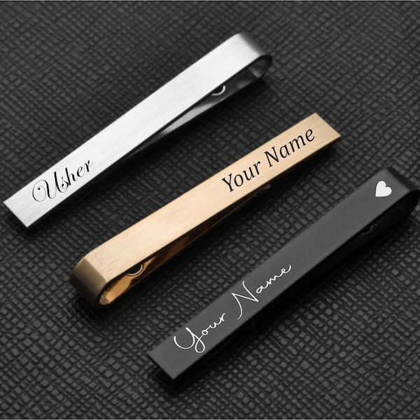 Personalised Custom Engraved Mens Tie Clip Pin Christmas Gift Laser Engraved Clip