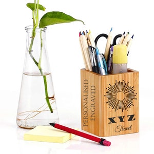 Natural Wooden Pen Pencil Holder Multiple-use Desk Organizer Storage Box Desktop