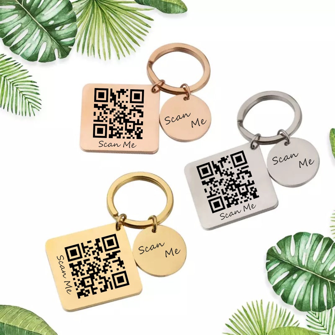 QR Code Keyring Key Ring Fob Scan for Personal Message Gift Engraved