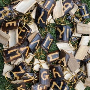 Personalised  Keyring, Fob, Keychain, Bamboo fob, Key ring fob, wood fob Initial letter on Bamboo keyring