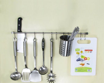 Stainless Steel Brushed Hanging Rail for Kitchen Utensils Wall