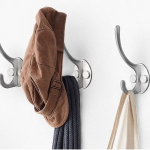 Crochet simple en acier inoxydable pour porte-manteau mural avec fixations