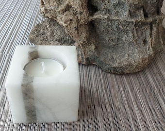 Tea Light  Candlestick from Marble . Vintage. Made in Italy.