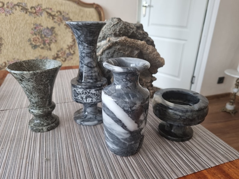 Grey Marble VASE. Cilindrical Vase. Vintage. 13 Cm Height Etsy