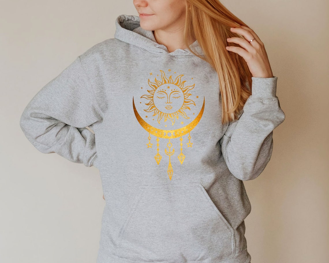 Sun And Moon Sweatshirt Celestial Hoodie Vintage Boho Moon | Etsy