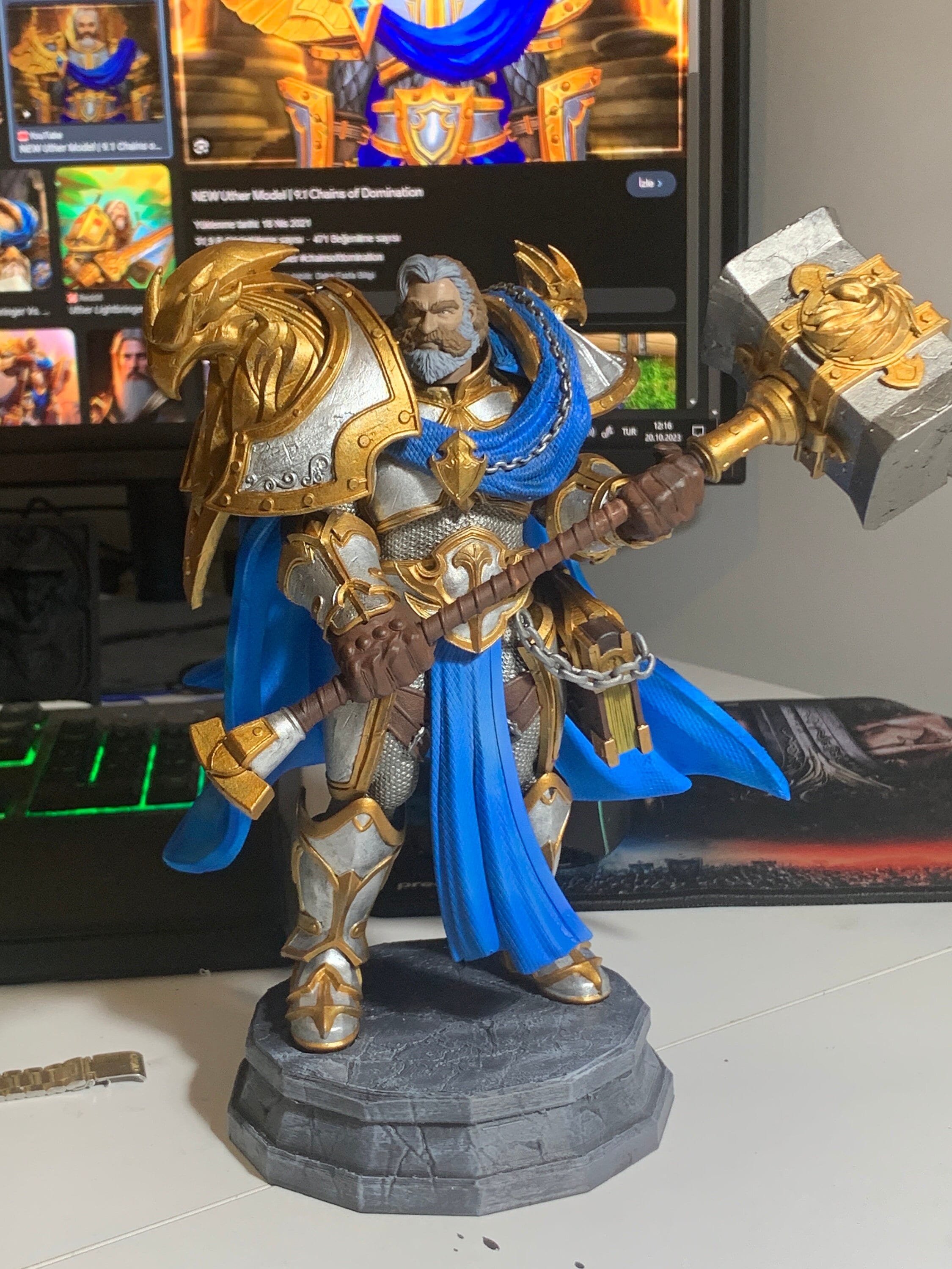 Handcrafted World of Warcraft Uther Lightbringer Statue A Tribute to