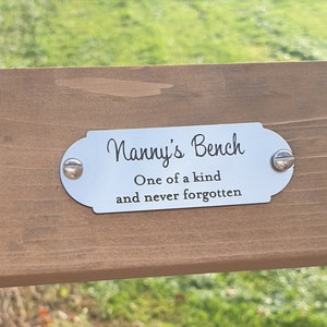 Personalised Bench Plaques,Name Tags, All weather Memorial Plaque, Anniversary, Commemoration, Scalloped Garden Plaque Brass/Silver colour