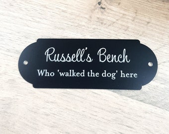 Personalised Bench Plaque, Black Weatherproof Laminate, Memorial, Anniversary