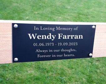 Personalised Black Laminate Bench Plaque – Weatherproof Memorial Plaque