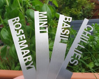 Metal Plant Markers /Stainless Steel Garden Markers/ Seed Markers /Herb Garden /Gardening Sticks /Allotment /Flowers /Vegetables/Bulbs