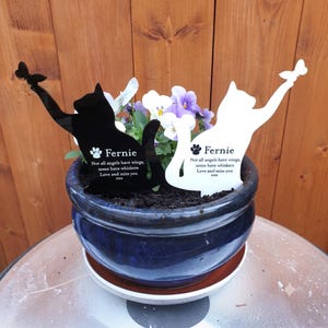 Custom Cat Memorial Plaque, Black or White Acrylic Pet Remembrance Garden Stake