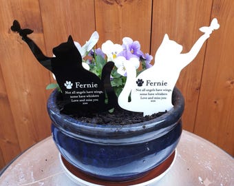 Custom Cat Memorial Plaque, Black or White Acrylic Pet Remembrance Garden Stake