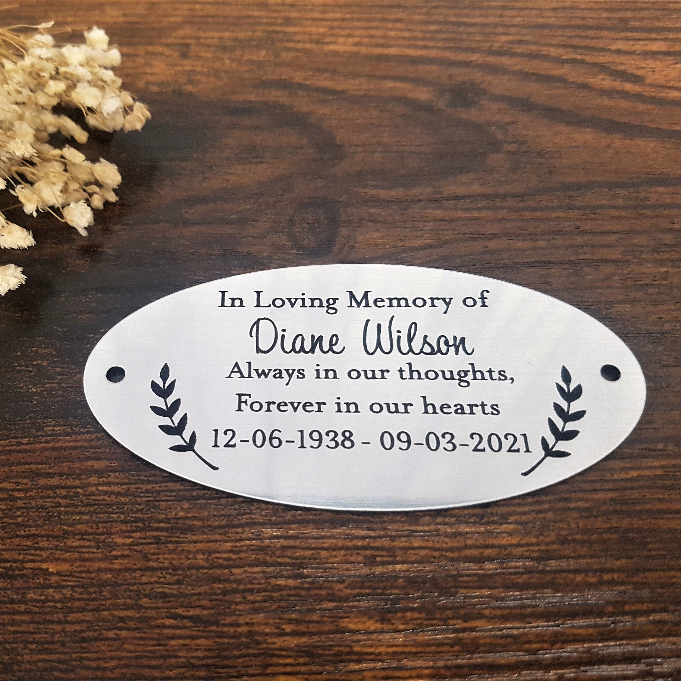 Personalised Bench Plaques Silver,Name Tags, Memorial Plaque, Anniver…