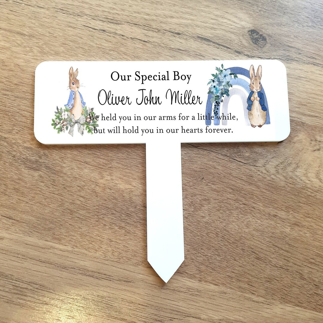 Personalised Peter Rabbit Baby Memorial Plaque With Stake,funeral Baby ...