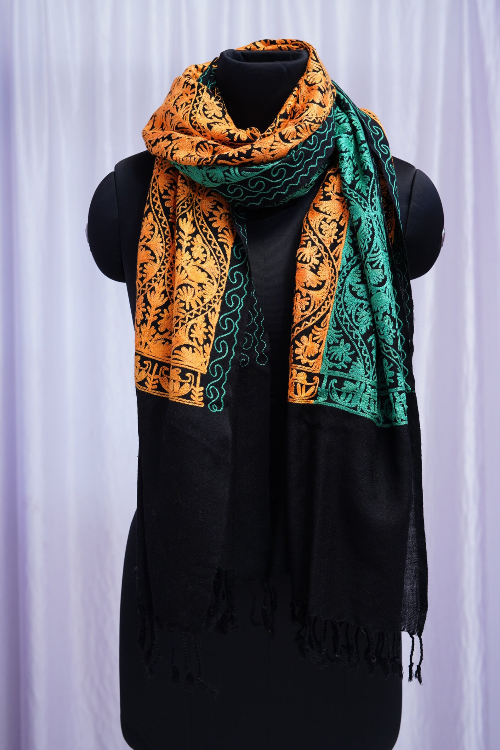 Indian Scarf Fine Wool Embroidered scarf Beautiful Etsy