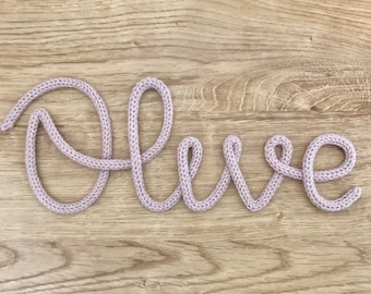 Personalised Knitted Wire Name Sign: Custom Nursery Decor