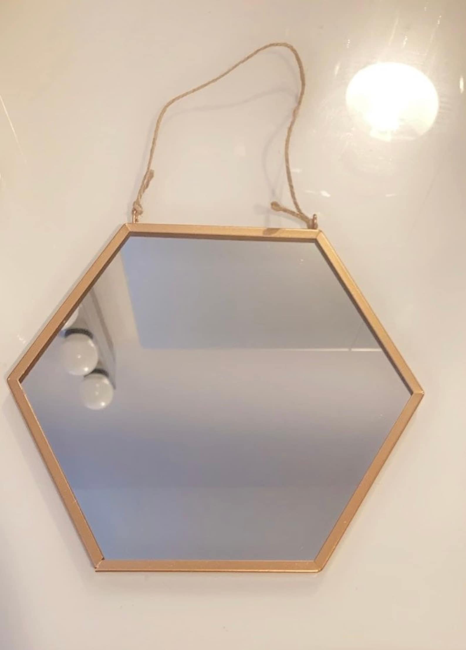 Hexagon mirror / rose gold mirror / hanging mirror / small Etsy