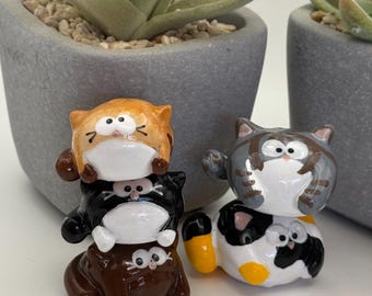 Handmade Polymer Clay stackable cats