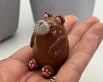 Handmade Polymer Clay Animal Figurine – Desk Decor, Bear Dove Chicken