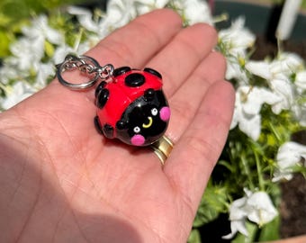 Handmade Polymer Clay Lucky Ladybird Keychain Charm – Whimsical Bag Accessory