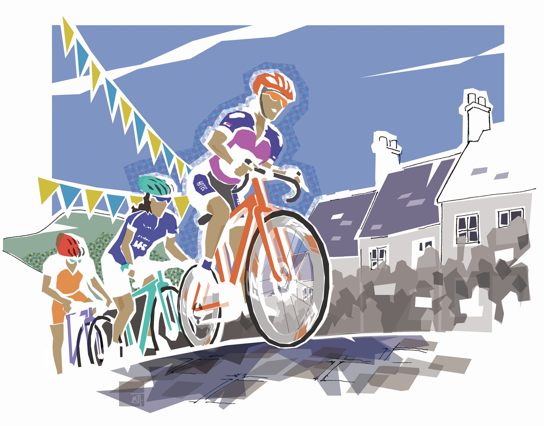Cycling art print women's cycling bike print | Etsy