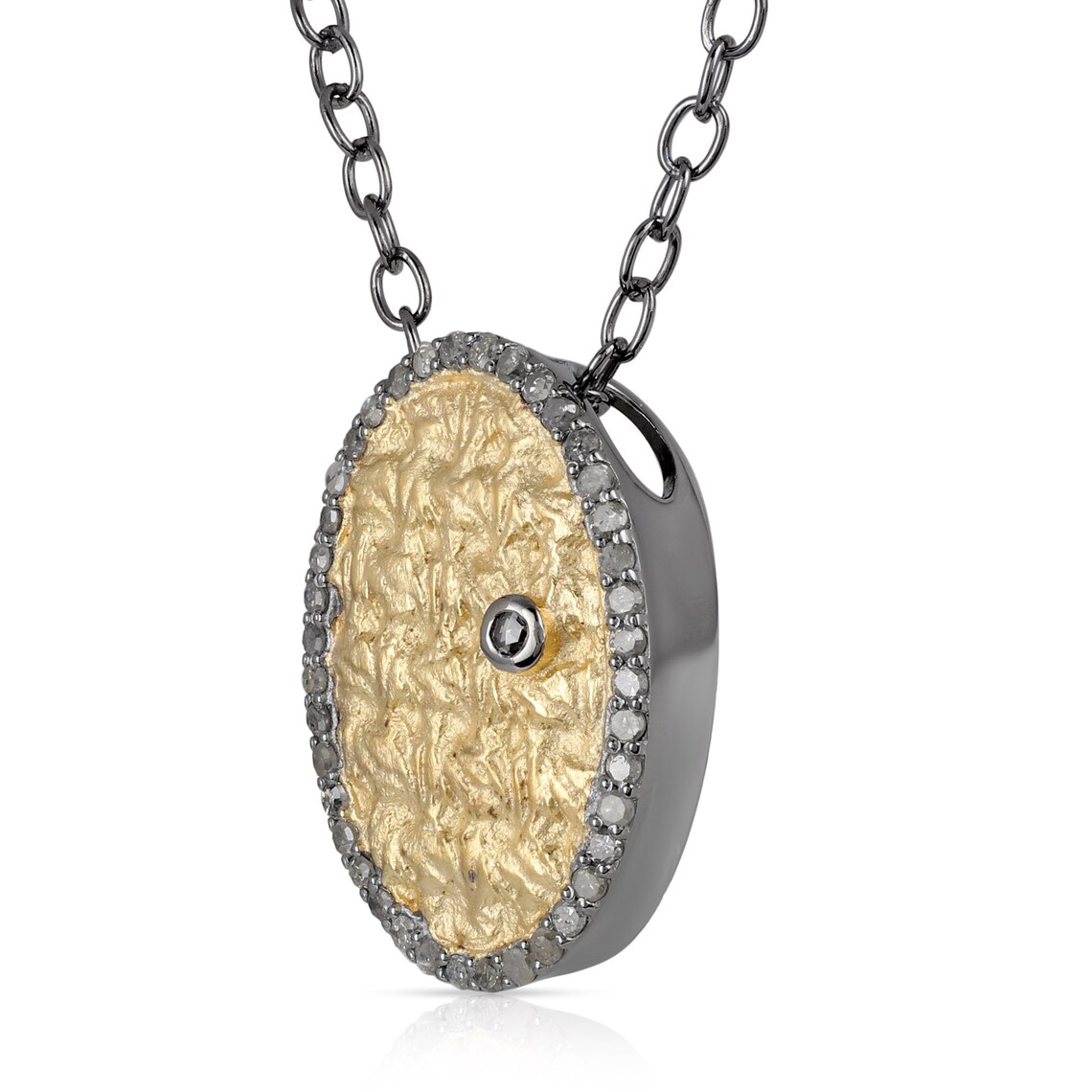 Brown Diamond pendant necklace 925 silver chain oval pendant Etsy