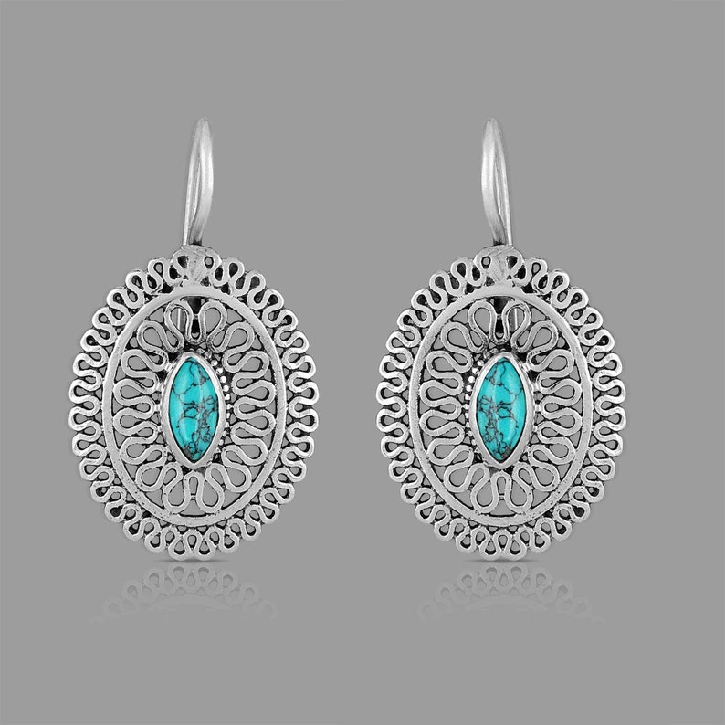 turquoise stone earring handmade Jewelry sterling silver earring gemstone earring