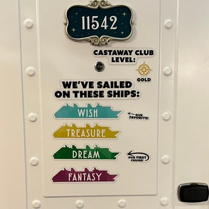 DCL Cruise Door Magnets - We've Sailed on These Ships Magnet Pack Includes Magic, Wonder, Dream, Fantasy, Wish, Treasure - Castaway Club