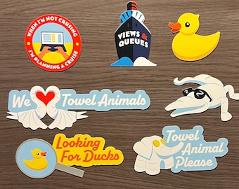 Cruise Door Magnets - Pack of 7 Magnets Including Towel Animals And Ducks