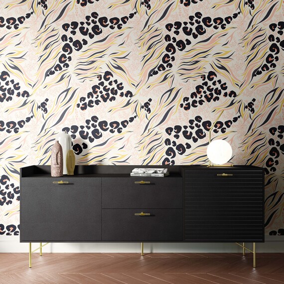WILD Pastel Wallpaper Hand Drawn Illustrated Handmade Black - Etsy UK WILD Pastel Wallpaper Hand Drawn Illustrated Handmade Black - Etsy UK