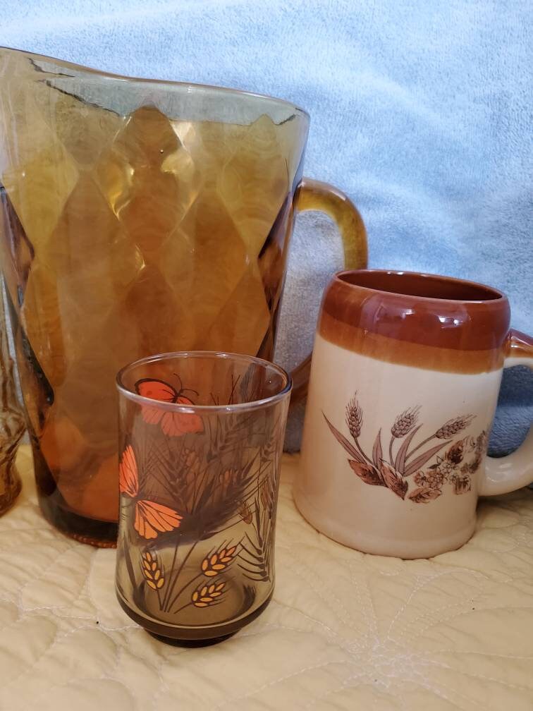 Vintage Brown Drinking Glasses Coffee Mugs & Glass Tea Etsy
