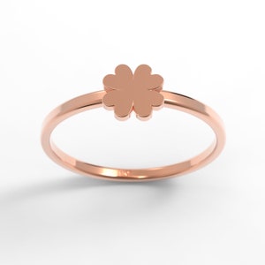 14k Gold Clover Ring | Gold Love Ring | Four Leaf Clover Stackable Ring | Minimalist Stacking Ring
