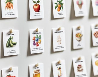 Food Flashcards | English-Spanish Learning, Montessori (Digital Download)