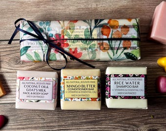 Handmade Soap Gift Set: Coconut Oil, Goat Milk, Mango Butter, Rice Water
