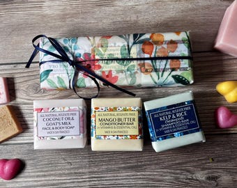 Natural Soap and Shampoo Bar Gift Set: Coconut Oil, Goat Milk, Kelp & Mango Butter