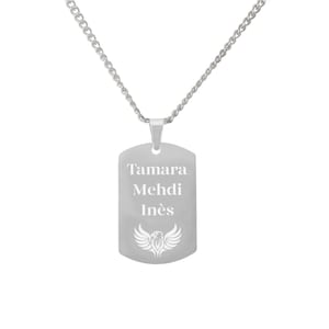 Men&#39;s stainless steel silver necklace with engraved medal, customizable necklace, personalized jewelry, dad gift, Father&#39;s Day